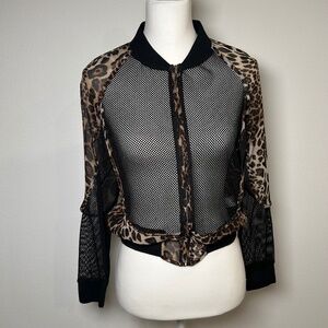 Vintage Seeks Women's Mesh Bomber Jacket Cheetah Size S